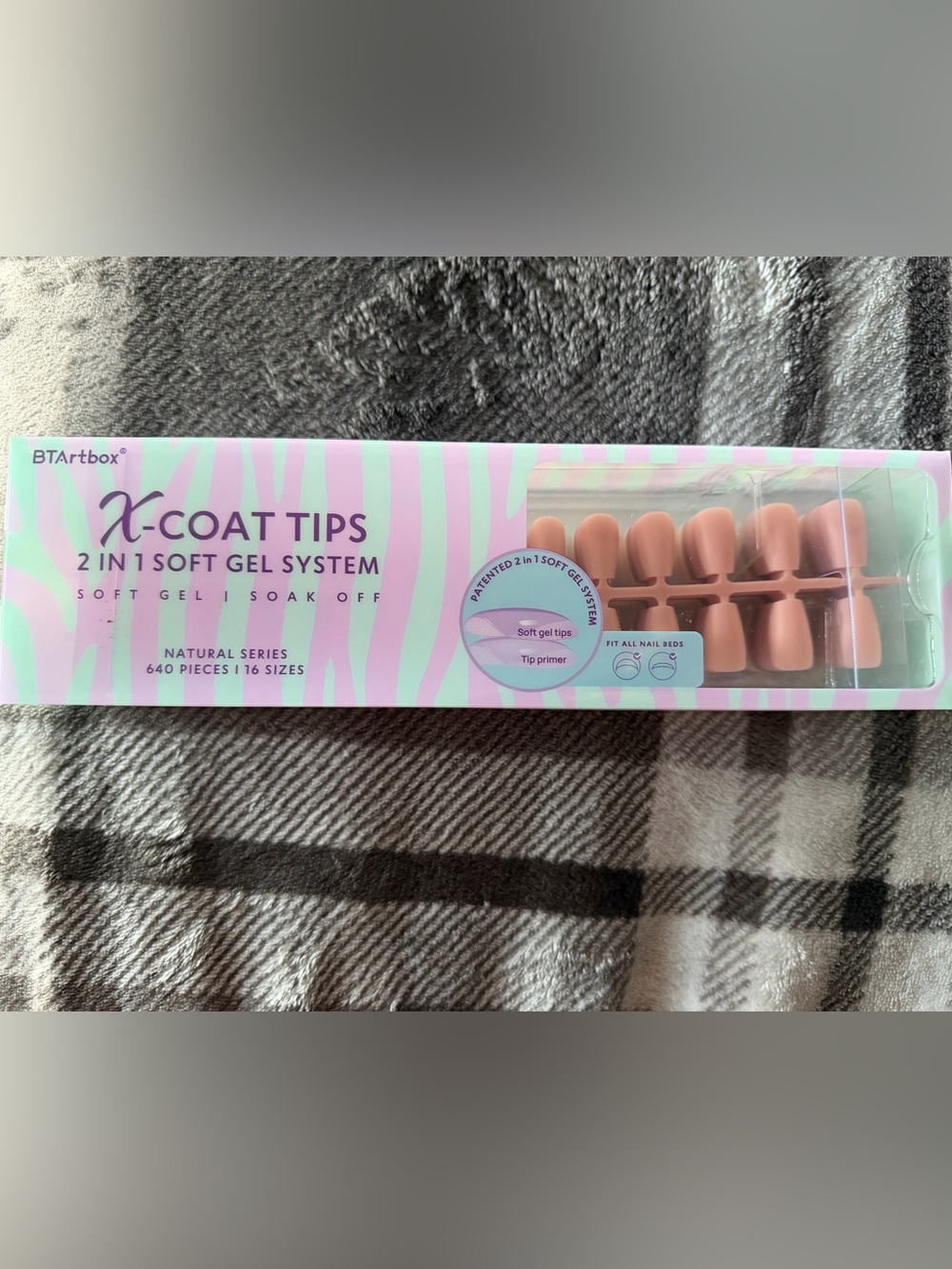 BTArtbox Soft Gel Nail Tips - 640 pieces 16 Sizes Short Coffin Shape